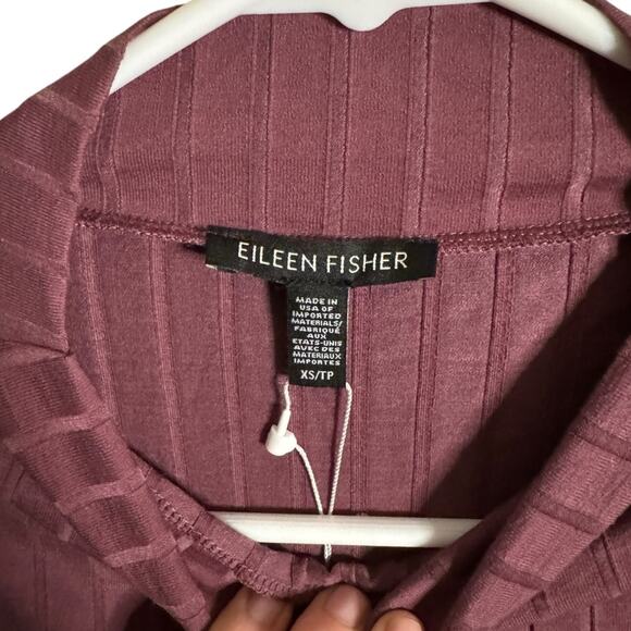 Eileen Fisher Funnel Neck 3/4 Ribbed Mini Dress XS - Picture 7 of 10